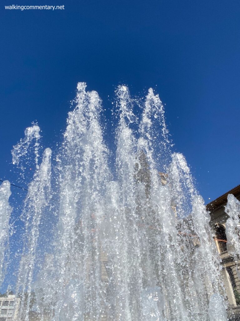 fountain with blue sky