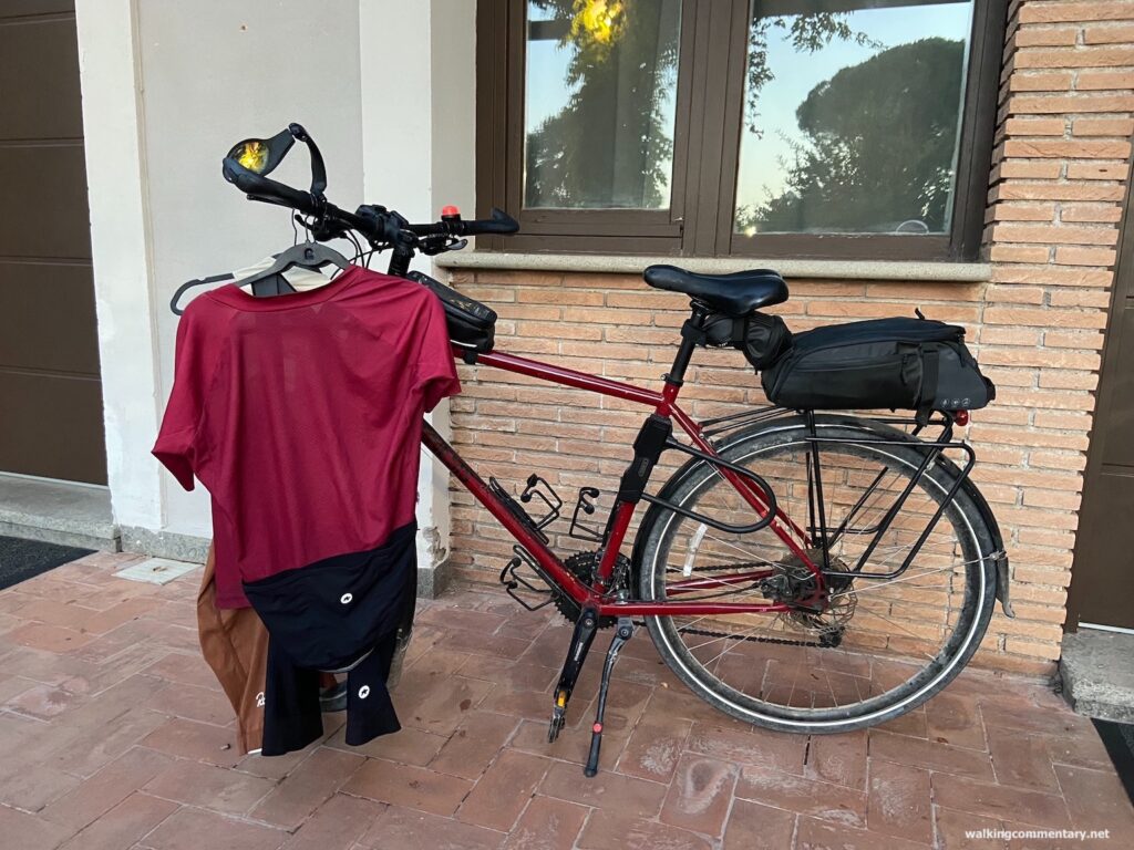 Day 29: All Hills Lead to Rome - the bike with some drying clothes